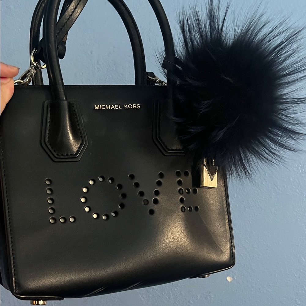 Michael Kors Black hand bang with Love Design and KeyChain